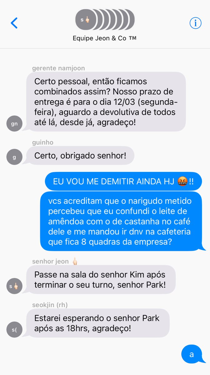 mincookiez's tweet photo. chat errado – #jikookau

Onde Jimin erra o chat com os amigos e acaba reclamando de seu chefe, Jungkook, no grupo da empresa… https://t.co/WxisIdjdak