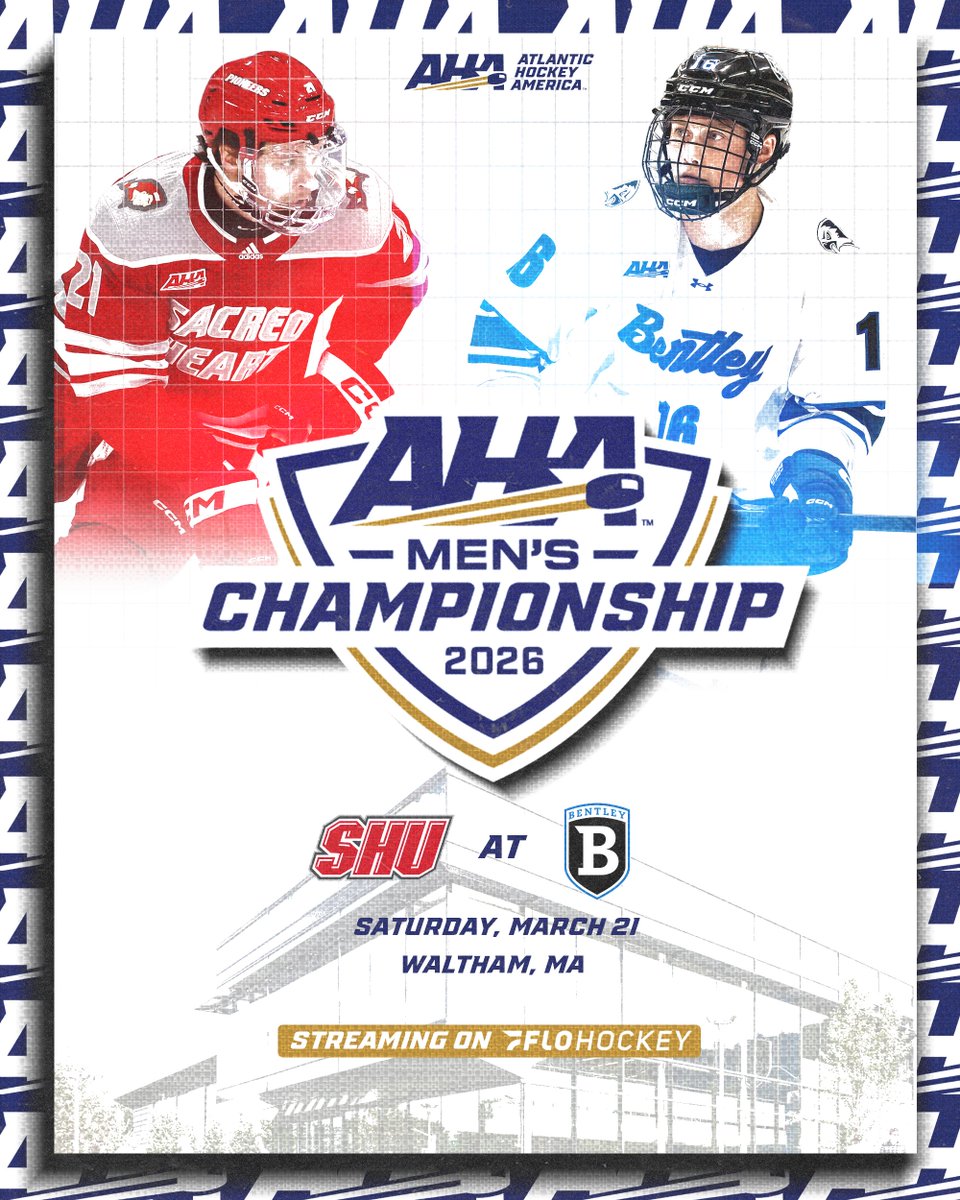 Atlantic_Hockey's tweet photo. The stage is set. 😤

Bentley and Sacred Heart will clash in the 2026 AHA Championship game! 👀🏆 https://t.co/ADovIjYQ0I