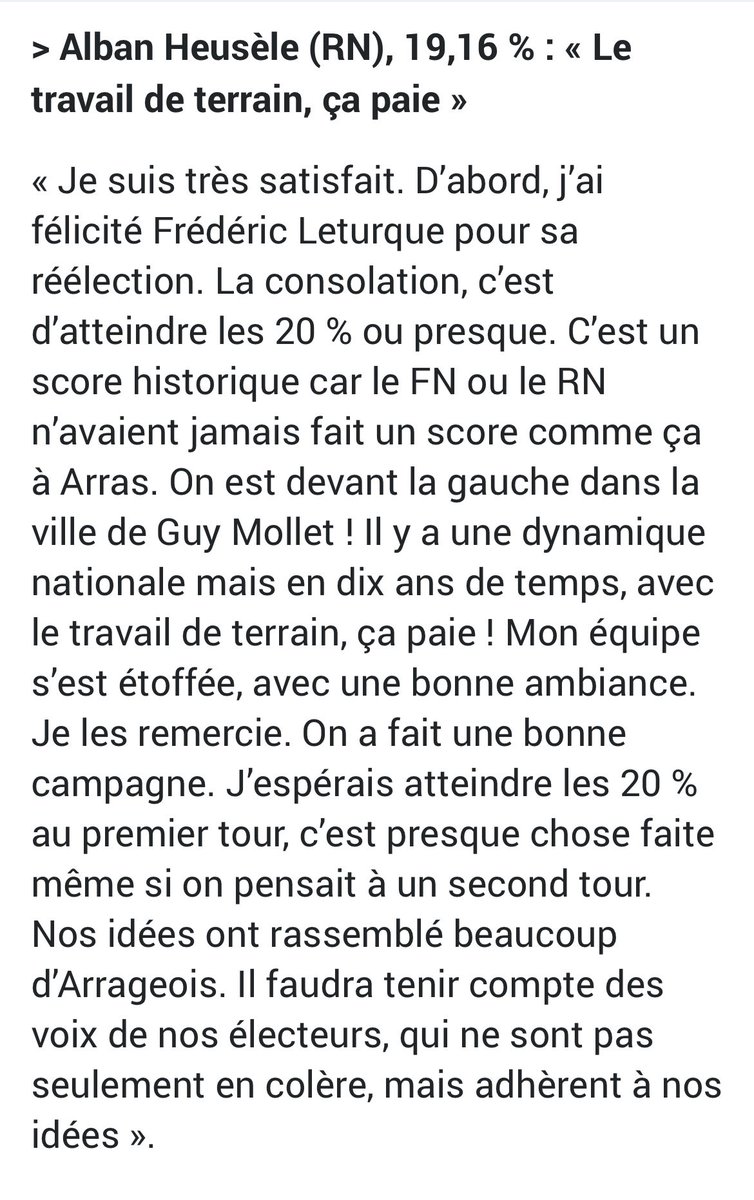 Ma réaction sur l’élection municipale à Arras reprise par la presse régionale👇
Encore merci à nos militants et à nos électeurs !