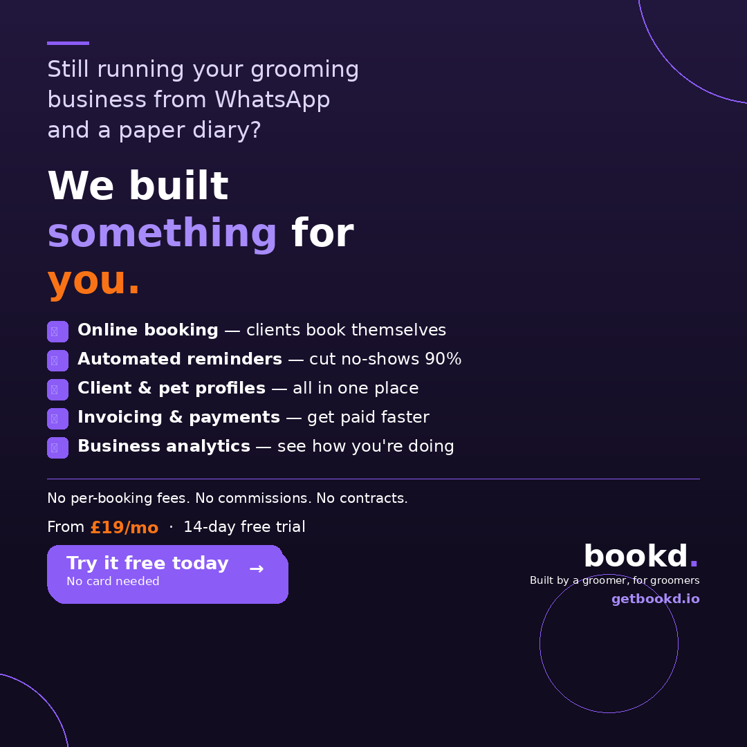 bookdhq's tweet photo. https://t.co/lpO9xLhTpI  Online booking. Smart reminders. No-show protection. Invoicing. Analytics. AI chatbot.
All in one platform — built for UK service businesses.
Try it free for 14 days. No card needed.
#smallbusiness #grooming #booking #startup #Saas #buildinpublic #groom https://t.co/ny5CFru73k