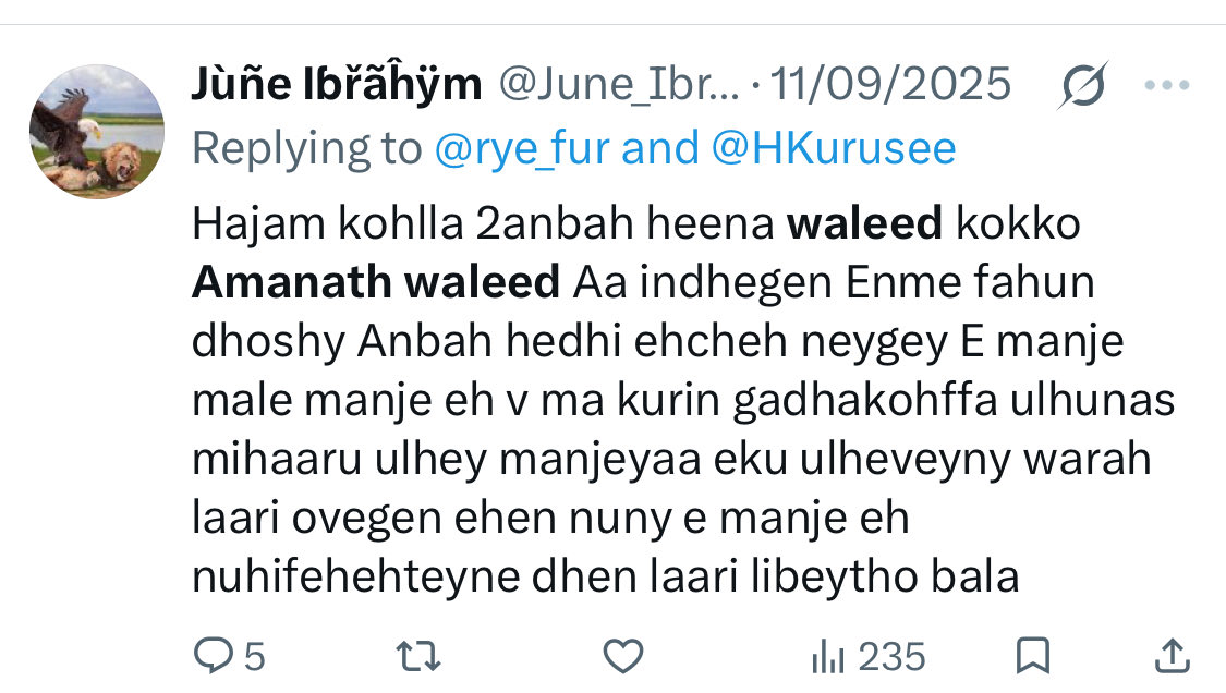 And Amanath Waleed <a href="/kamanaa02/">Kamana</a>. You married <a href="/wadde_mv/">WADDE 🇲🇻</a> as his 2nd wife for money. It’s not me saying it. I’m just reading comments. The more I read, the more I realise you’re a dumb loser just like your sister <a href="/HeenaWaleed/">Heena Waleed 🇲🇻</a>. You couldn’t protect your own identity for God’s sake.