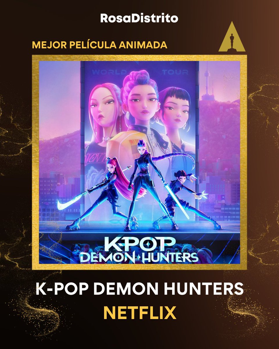RosaDistrito's tweet image. El Oscar a Mejor Película Animada es para K-Pop Demon Hunters, la cual está disponible en la plataforma Netflix. 

Navega en nuestra revista digital rosadistrito.com 

#RosaDistrito #KPopDemondHunters #Netflix #Oscars