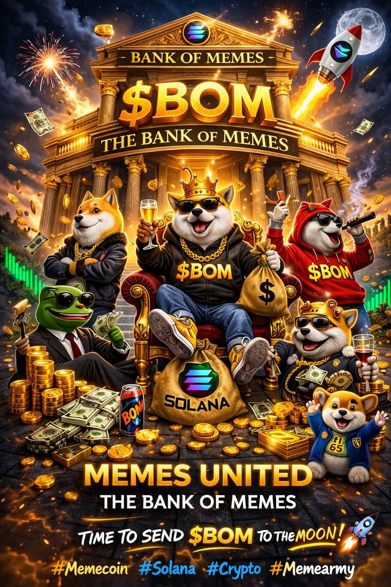 TheComradeWeb3's tweet photo. The meme army is gathering. 🐕
Doge. Shiba. Pepe. Pengu, dogs
All united in one place.

Welcome to the Bank of Memes
$BOM loading… 🚀

$BOM
#Memecoin
#Solana
#Crypto
#MemeArmy https://t.co/Wr70jsSbJI