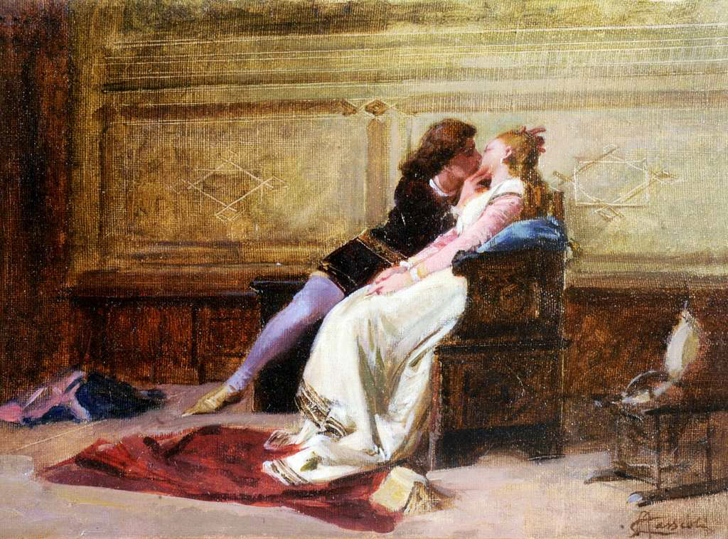 Amos Cassioli (1832-1891 Italian painter of battle scenes, historical canvases and portraits)
"The kiss"✨