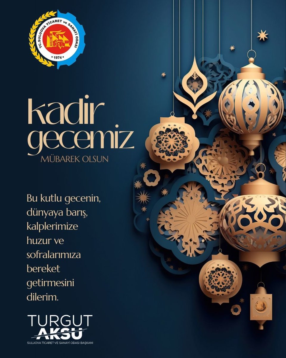 Kadir Gecemiz Mübarek Olsun;Rabbim bu Gecenin Hatırına Ümmeti Müslümanların İbadetlerimizi ve Dualarımızı Kabul ve Makbul Eylesin İnşallah. 😍🤲 @tobbiletisim @rhisarciklioglu <a href="/SuluovaTso/">Suluova TSO</a>