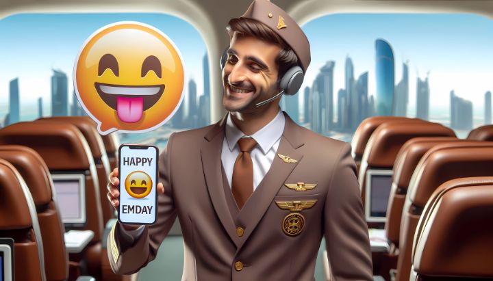 trend__tee's tweet photo. Art of the Day! "Etihad cabin crew celebrating emojy". Buy at: https://t.co/Iolzx9hRIu https://t.co/DOxH6vGbIw