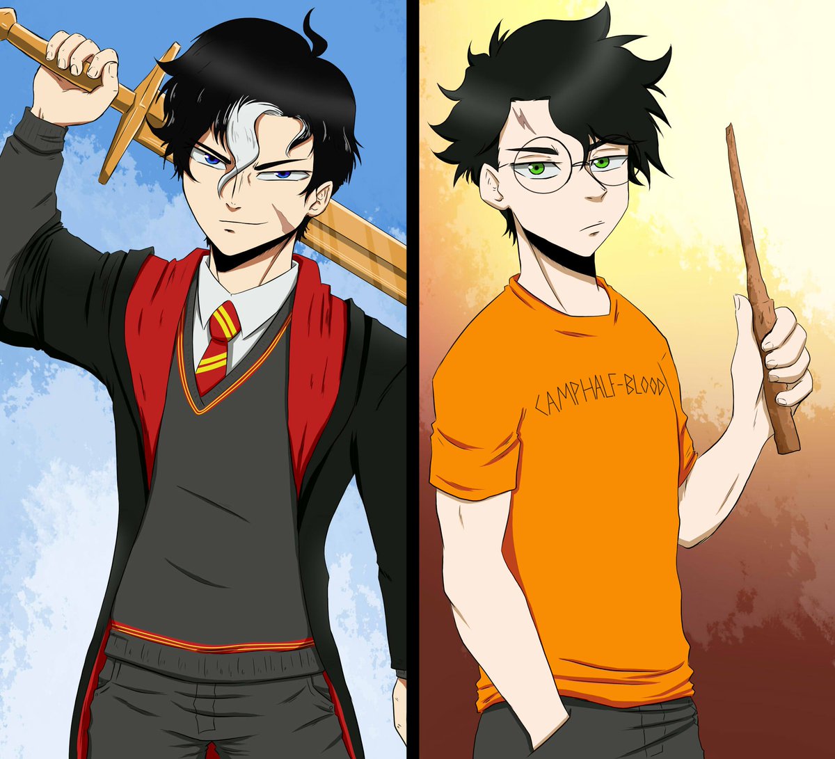 FELBakeNeko's tweet photo. EL CAMPEON DEL OLIMPO VS EL HEROE DE HOGWARTS

Percy Jackson para mi estaría en Hufflpof pero para que mire acorde lo puse con griffindor en la imagen,  y si Harry potter fuera un semidiós, por la magia seria hijo de hecate pero por sus actitudes estoy seguro que es hijo de zeus https://t.co/iibw5WgOtW