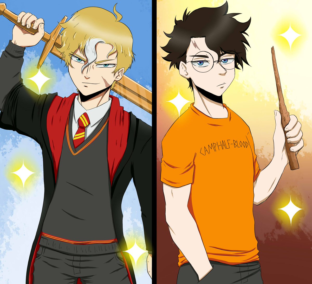 FELBakeNeko's tweet photo. EL CAMPEON DEL OLIMPO VS EL HEROE DE HOGWARTS

Percy Jackson para mi estaría en Hufflpof pero para que mire acorde lo puse con griffindor en la imagen,  y si Harry potter fuera un semidiós, por la magia seria hijo de hecate pero por sus actitudes estoy seguro que es hijo de zeus https://t.co/iibw5WgOtW