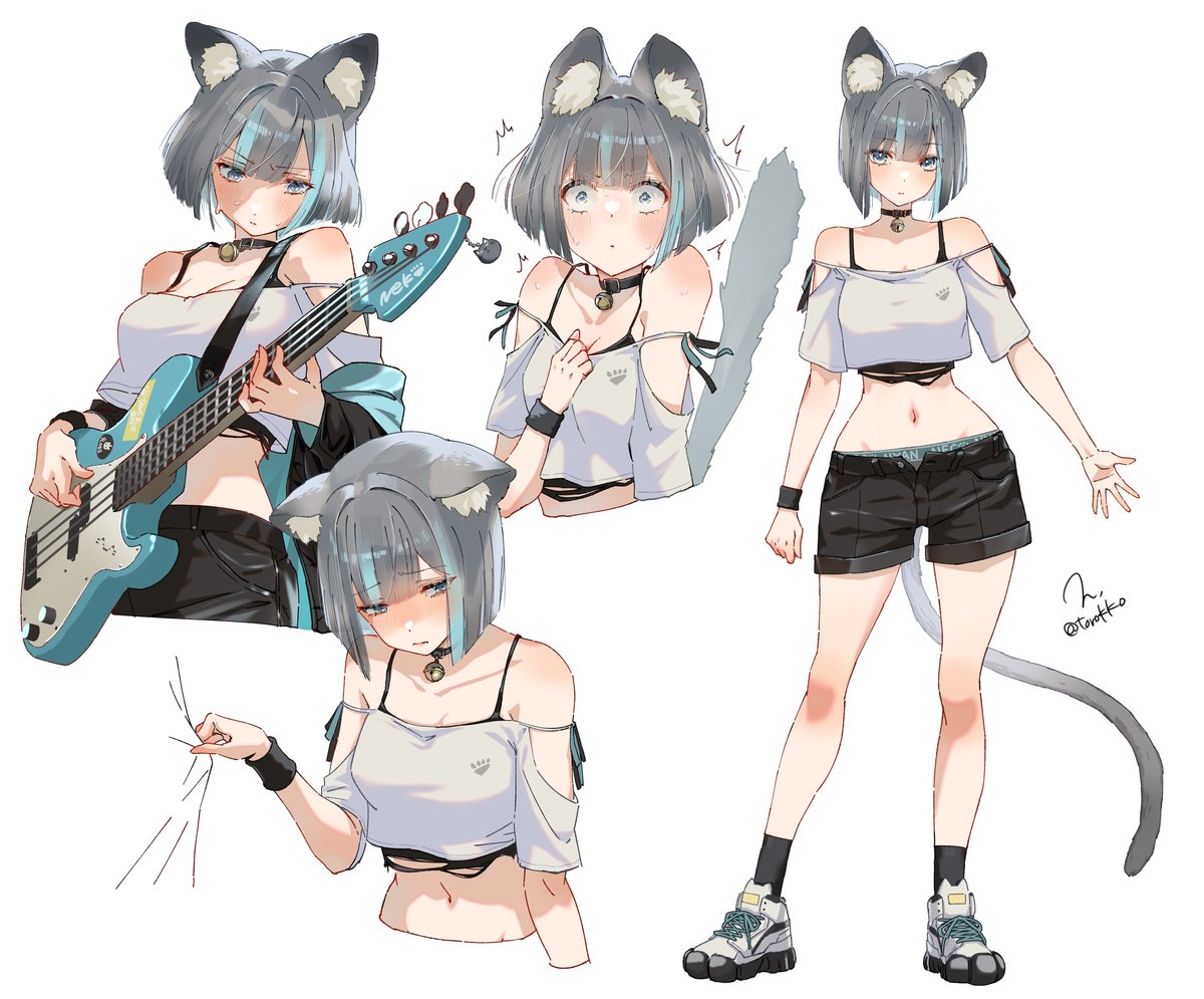 「【コミッション作品】 ロシアンブルーの女の子・ハイネのキャラシートです キャラデ」|にしやまひろしのイラスト