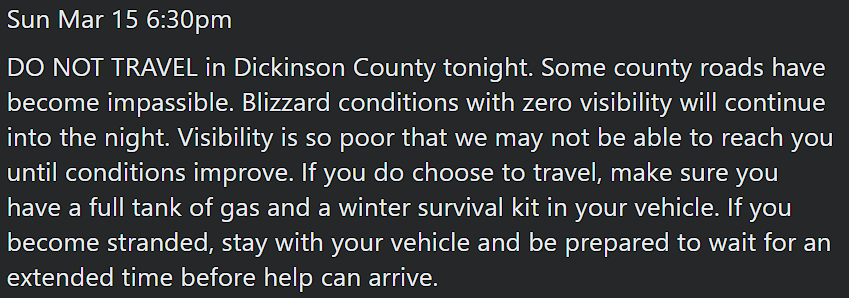 Dickinson County (Iowa) Emergency Management tweet media