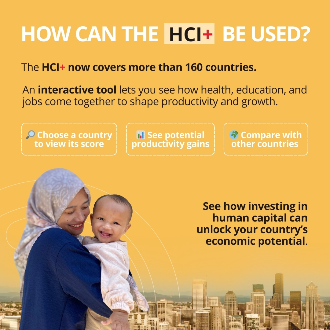 WBGPubs's tweet image. 📊 The new #HumanCapital Index Plus (𝗛𝗖𝗜+) shows: 
✅ How health impacts human capital; 
✅ Where gender gaps limit productivity; 
✅ How schooling up to 12 years can lift expected labor earnings.

Explore the 𝗛𝗖𝗜+ data tool: wrld.bg/t42n50YpOi7