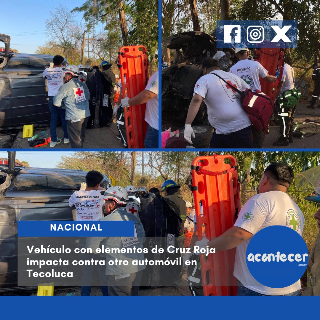 acontecercomsv's tweet photo. #Tecoluca 🚑 Un fuerte accidente de tránsito se encuentra en desarrollo sobre la Carretera Litoral, en Santa Cruz Porrillo, Tecoluca, donde un vehículo con elementos de Cruz Roja colisionó contra otro automotor. https://t.co/iaj9gHepbK