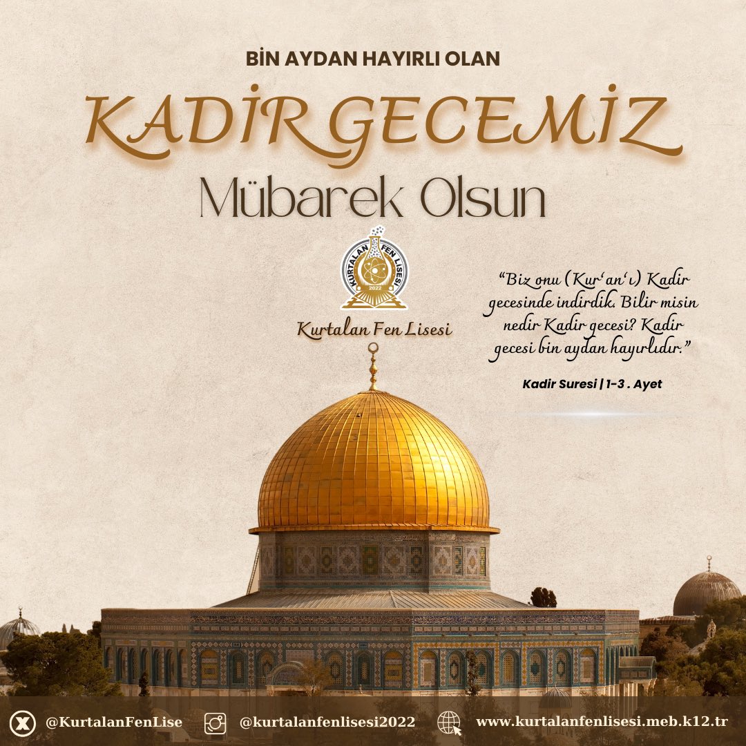 Bin aydan daha hayırlı olan #KadirGecemiz mübarek olsun.

<a href="/saz_ilhan/">ilhan SAZ 🇹🇷</a> <a href="/faypol56/">Faysal POLAT</a> <a href="/ferityavuz56/">Ferit Yavuz 🔻</a> <a href="/KurtalanMem/">Kurtalan İlçe Milli Eğitim Müdürlüğü</a> <a href="/KrtlnKymkmlk/">KurtalanKaymakamlığı</a>