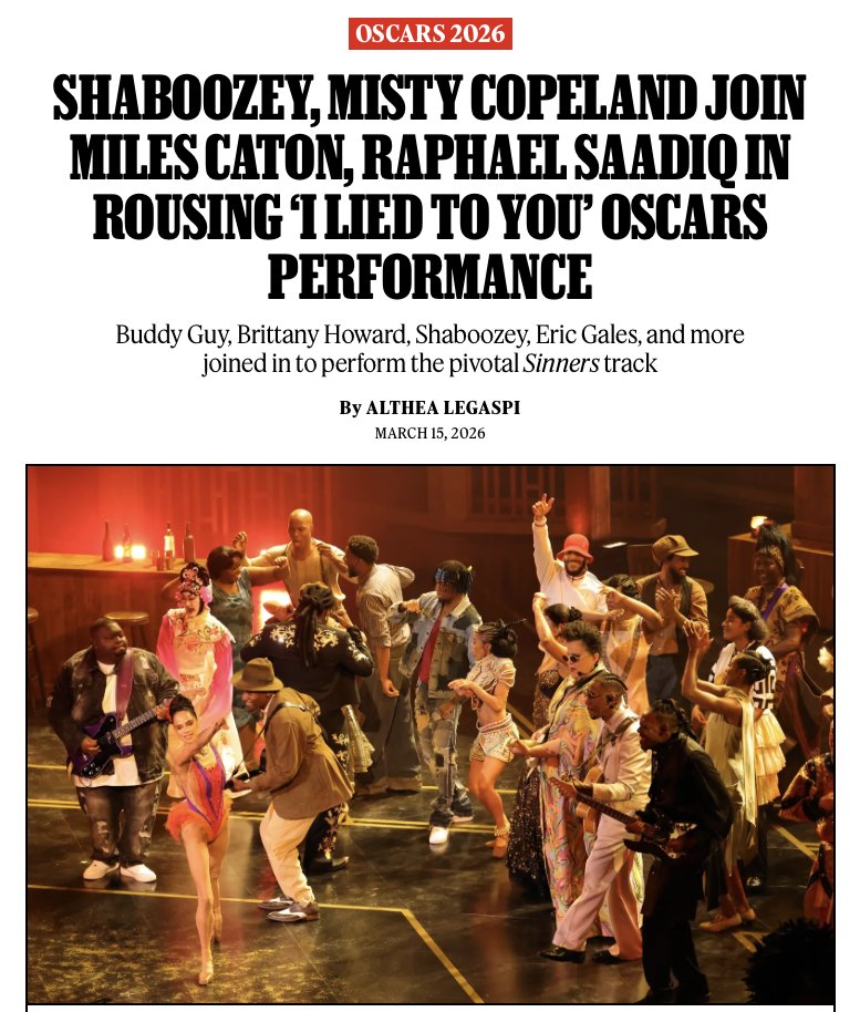 RollingStone's tweet image. Miles Caton and Raphael Saadiq led an all-star crew for a performance of the Sinners track “I Lied to You.”

#Oscars rollingstone.com/music/music-ne…