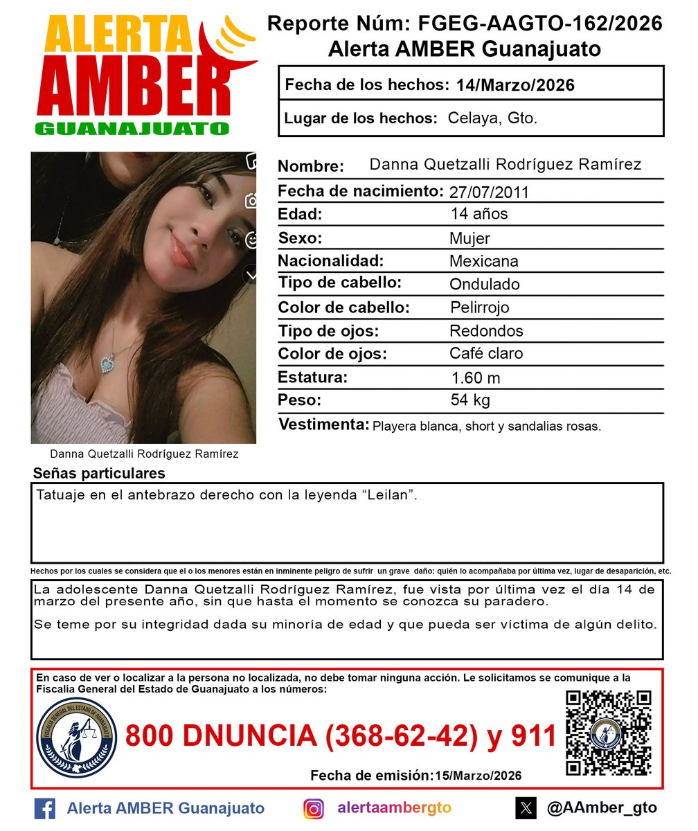Alerta AMBER GTO. tweet media