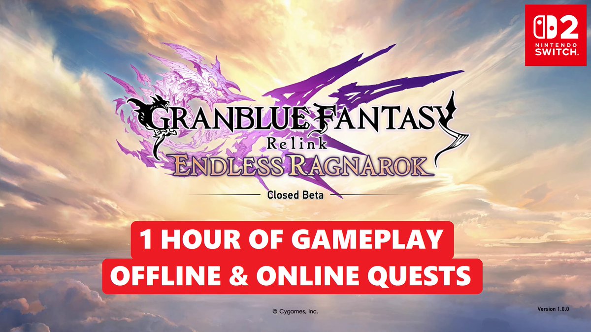 Spent the evening playing Granblue Fantasy: Relink - Endless Ragnarok -Closed Beta- on the #NintendoSwitch2. Both offline &amp; online cross-play aspects work so well on it. ✨

Looking forward to diving back in to the game later this year. <a href="/Cygames_EN/">Cygames</a> 

📺 youtu.be/L9sc0qdWfk8