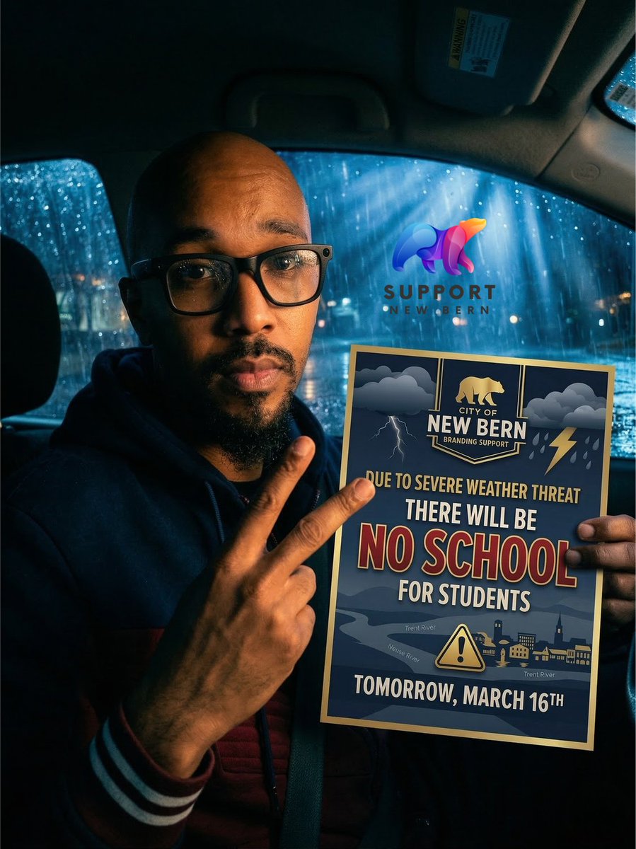 supportnewbern's tweet photo. 🚨 SCHOOL ALERT: No school in New Bern tomorrow, March 16th, due to severe weather. 🌧️🏫

Parents &amp; students: Please RT to spread the word and keep everyone informed! 🔄

Stay safe and stay dry out there. 🤞✨

#NewBern #NCwx #SchoolClosing #SafetyFirst https://t.co/yn5XLMzH5Y