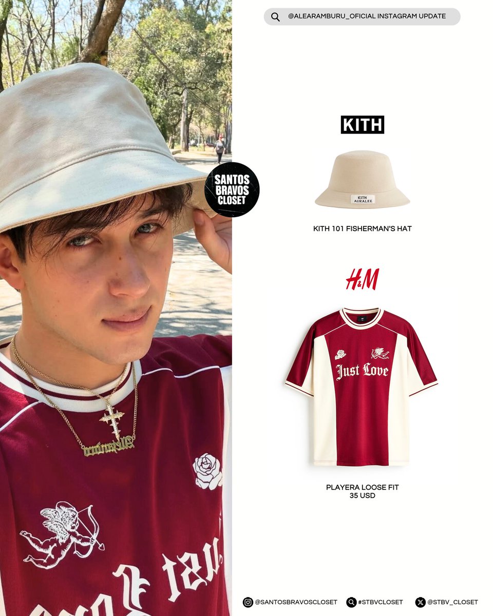 stbv_closet's tweet image. #AlejandroAramburú IG Update 📸
@/alearamburu_oficial 

#KITH 101 FISHERMAN'S HAT, #HM PLAYERA LOOSE FIT (35 USD).

#SantosBravos
#StbvCloset #Stbv