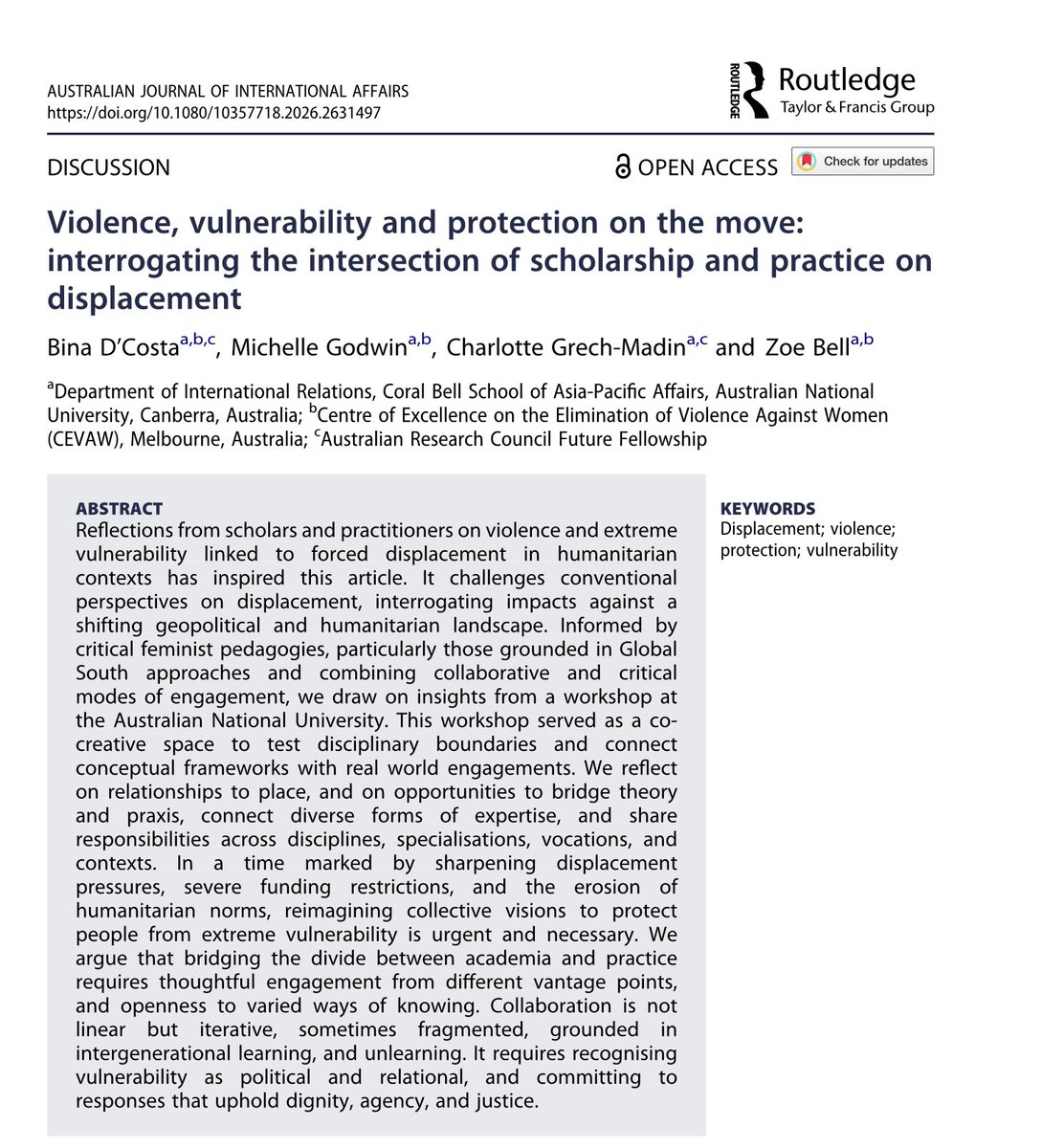 Australian Journal of International Affairs. tweet media