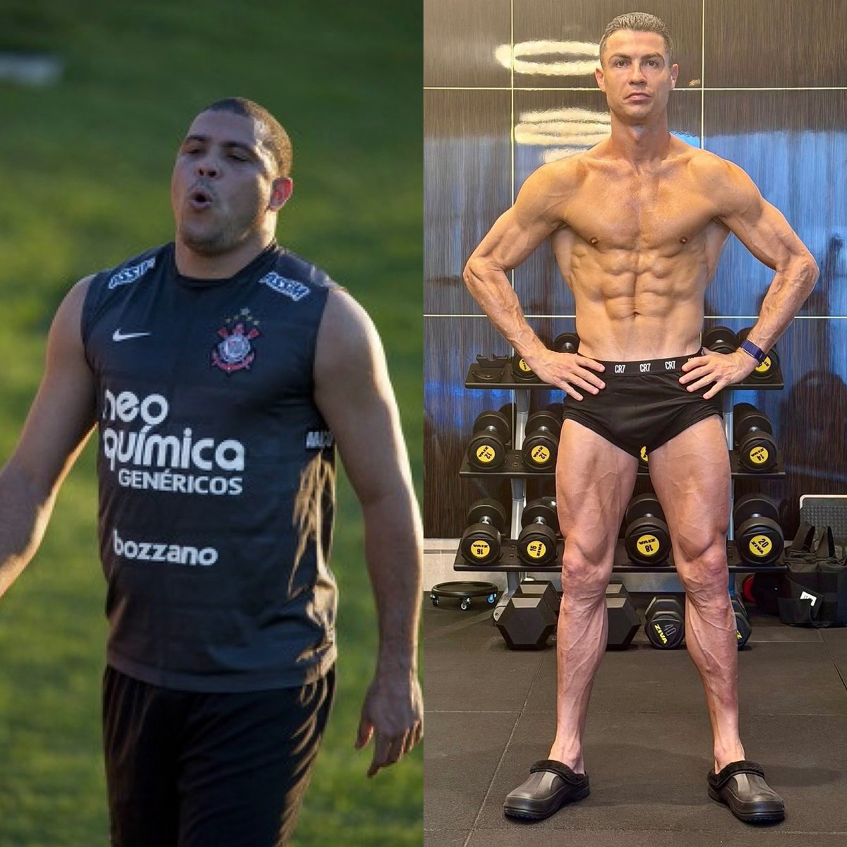 — RONALDO NAZARIO: “La diferencia entre Cristiano Ronaldo y yo, es que yo entrenaba por obligación, y él entrena porque le gusta.  Aún así logré ser Campeón del Mundo. Imagina si hubiera entrenado como él".

¡UNO ES DISCIPLINADO Y EL OTRO NO LO FUE! 😔