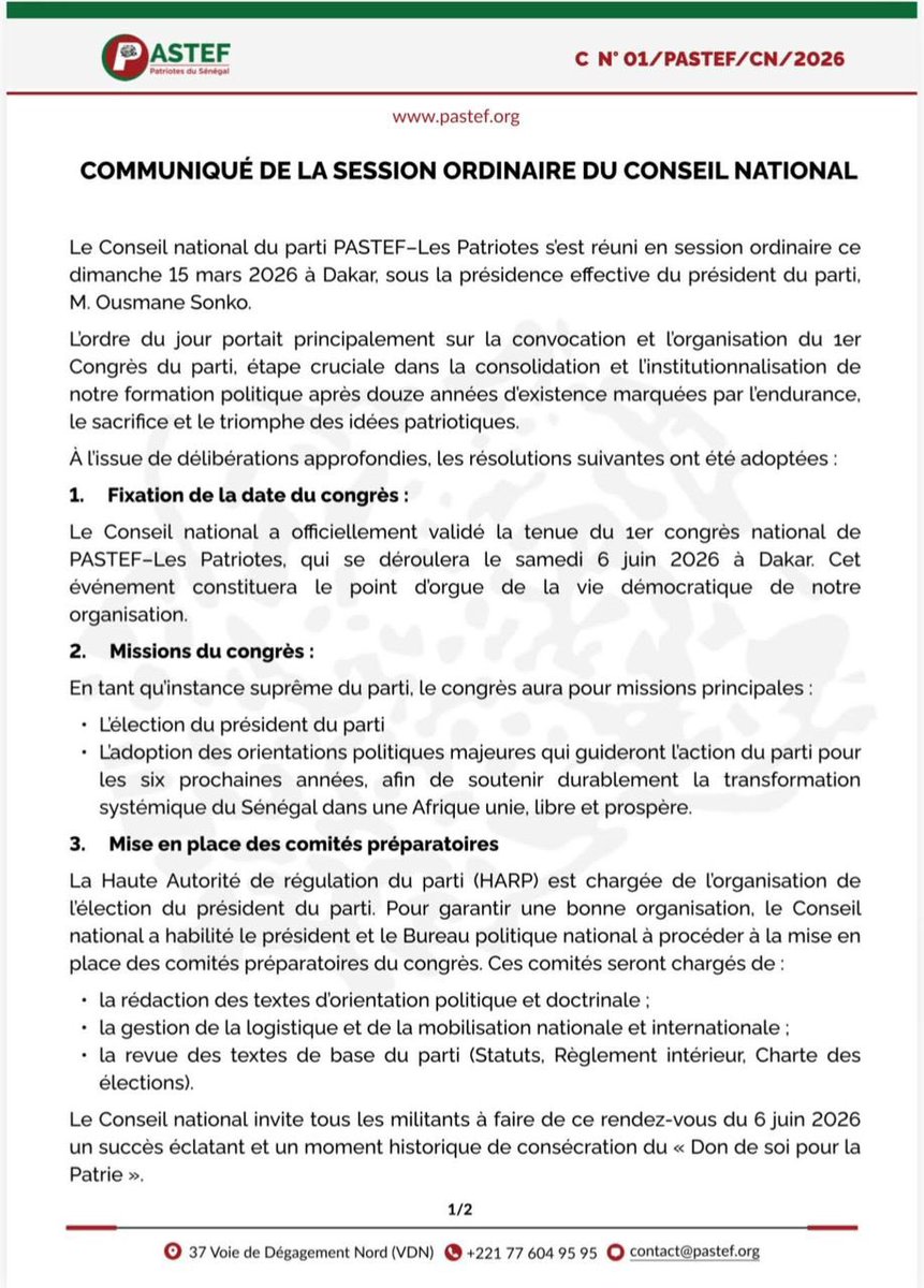 Le Projet Pastef tweet media