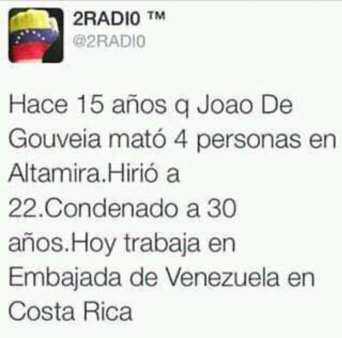 vgarrido20's tweet photo. PROHIBIDO OLVIDAR : Que será de la vida del asesino de plaza Altamira? La ultima vez supimos que estaba trabajando en la embajada venezolana en Costa Rica. https://t.co/EjpCOYFlo4