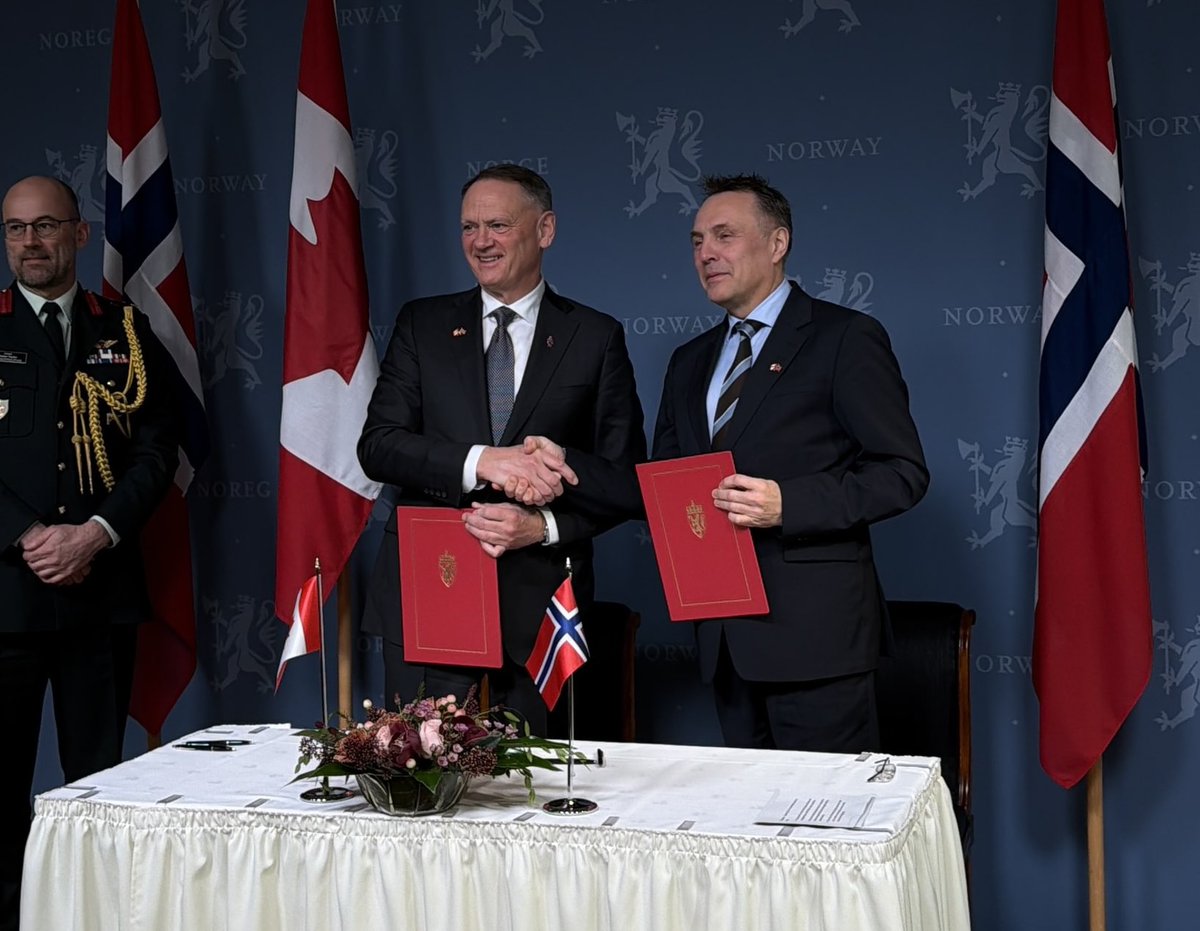 VanguardMag's tweet photo. Canada and Norway are strengthening defence cooperation in space. A new Letter of Intent signed in Oslo will deepen collaboration on Arctic security, innovation, and allied space capabilities. #Canada #Norway #SpaceDefence

https://t.co/PO9BgH4HgP https://t.co/Yb4sQ3o5MQ