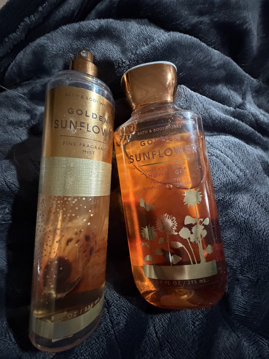 AmberJWilson's tweet photo. Found a box when we moved in 2022, found #GoldenSunflower from @bathbodyworks. This is my favorite fragrance &amp; at one point I had 10 bottles of body wash 4 body sprays and a few lotions. These are the last two remaining… probably in the world 😭 #BringitBackPlease #bathbodyworks https://t.co/kpXDOLuOdX