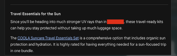 theaitpm's tweet photo. I was doing some travel planning, and @Gemini placed products in my chat (ads) for stuff I didn't even ask for 

I'm paying for "Plus" - Why would I get ads / product placements??? @Google @Gemini  cc @nikitabier  looks like I need to switch to grok https://t.co/vB1k7FXJwF