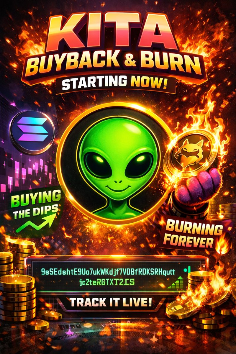 🛸 KITA ECOSYSTEM ANNOUNCEMENT

Beginning today, the team will activate strategic buybacks on market dips.

Part of these buybacks will be burned permanently, reducing supply and strengthening the long-term ecosystem.

This is about building, not speculation.

Every transaction