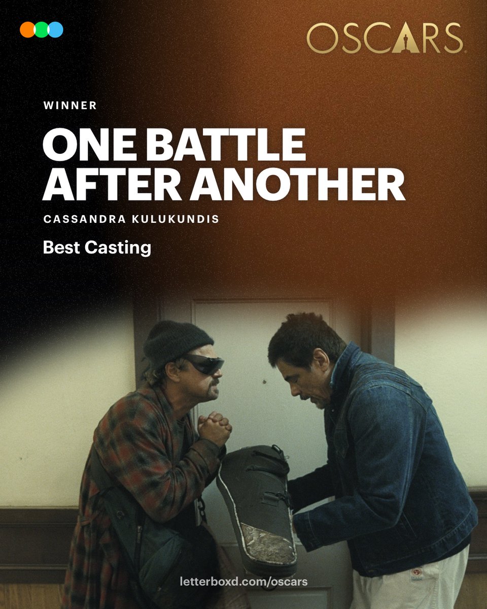 letterboxd's tweet photo. Cassandra Kulukundis wins Best Casting for One Battle After Another

This is the first year for the category. 

#Oscars https://t.co/TQzvJ3wWbo