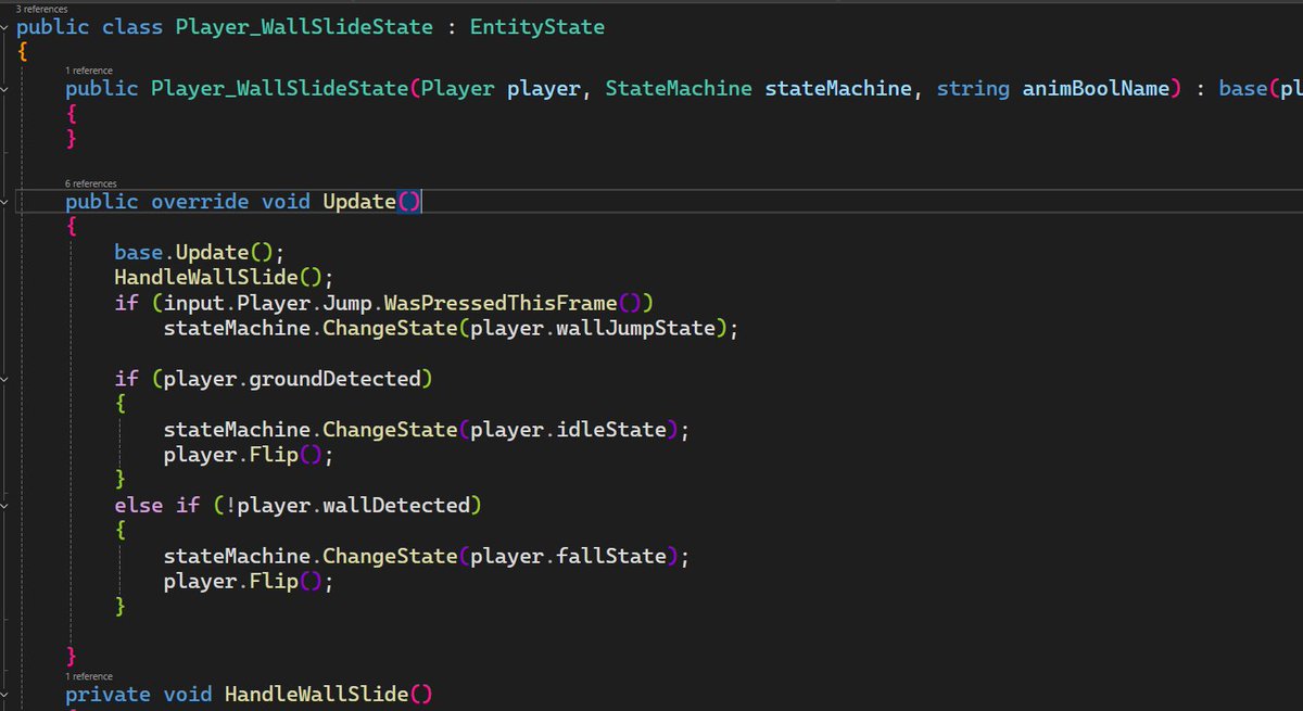minothemini's tweet image. havent posted in a minute, i havent stopped, its just lots of the things im doing hard to show proof and screenshots. but after state machine was finished everything was a lot easier. rn i have basic movement jumping, and now wall sliding and wall jumping #unity #indedev #CSharp