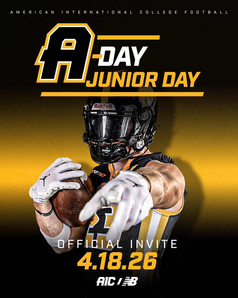 Thank you <a href="/CoachMikeBlock/">Michael Blochowski</a> for the Junior Day invitation, Im excited to get on campus and see what AIC football is about!
JUNIOR DAY
OFFICIAL INVITE!!