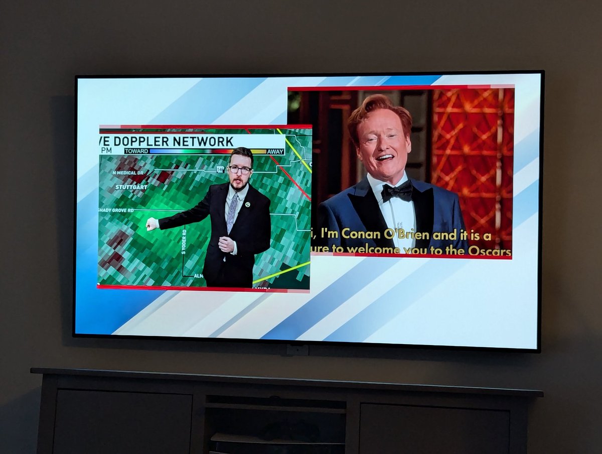 jfehlberg's tweet image. #katv isn't there a way to show storm updates without blocking  the entire audio of the Oscars Livestream broadcast? So sloppy and tedious.