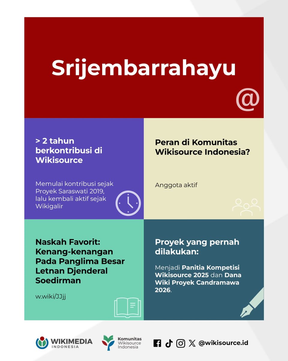 wikisource_id's tweet photo. Yuk tuliskan naskah favorit Kawan Wiki di kolom komentar👇

#komunitaswikisourceindonesia #wikisource #wikisumber #wikimediaindonesia #wikimediamovement https://t.co/ispbWIyYYO