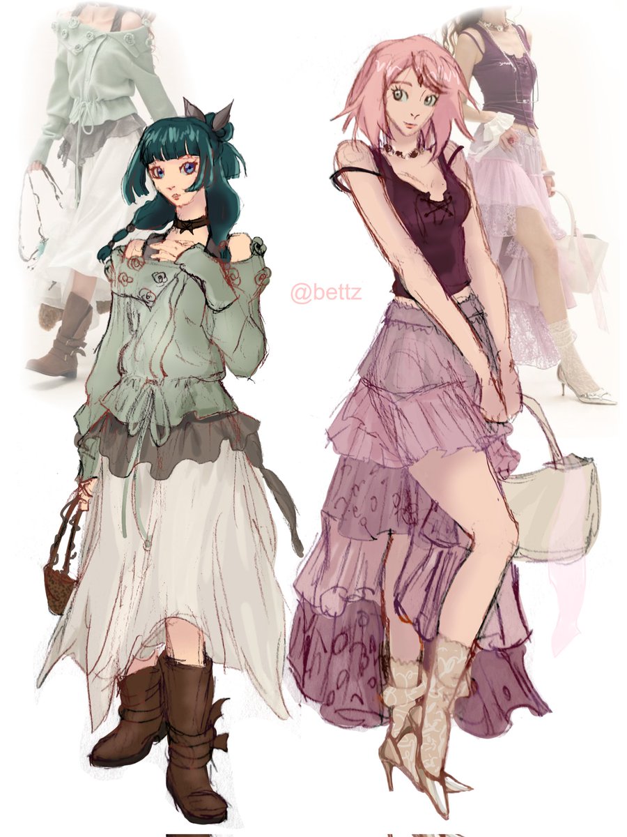 me encantaron estos outfits, y quise dibujar a mis conocedoras de venenos favoritas 🐱🌸