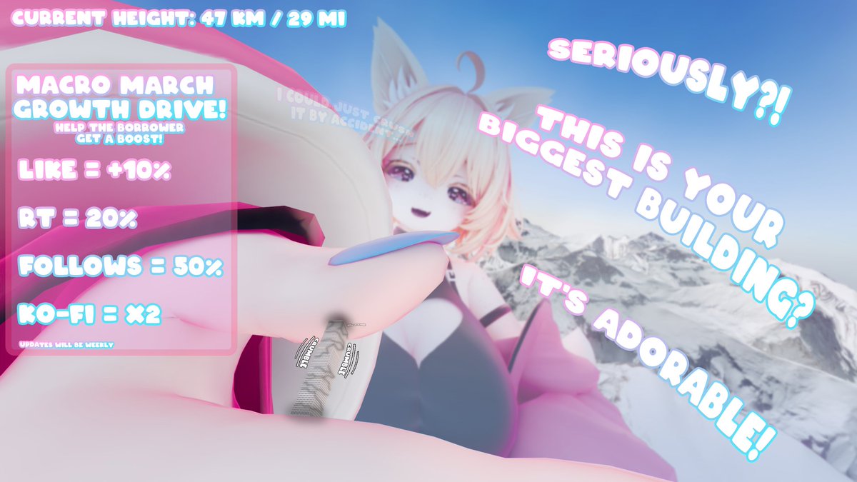 SizeHaru's tweet photo. Third week of MacroMarch! 47 KMs SO FAR!

"Whats bigger than the Everest?" 

If you said "A borrower" 

First of all Why? 

Second, YOU ARE RIGHT! 

Textless Down <3

#MacroMarch #GrowthDrive #GTS #SizeTwitter #Giantess #Growth #Macro #Macrofilia #巨大娘 https://t.co/RU8qdtqUjG