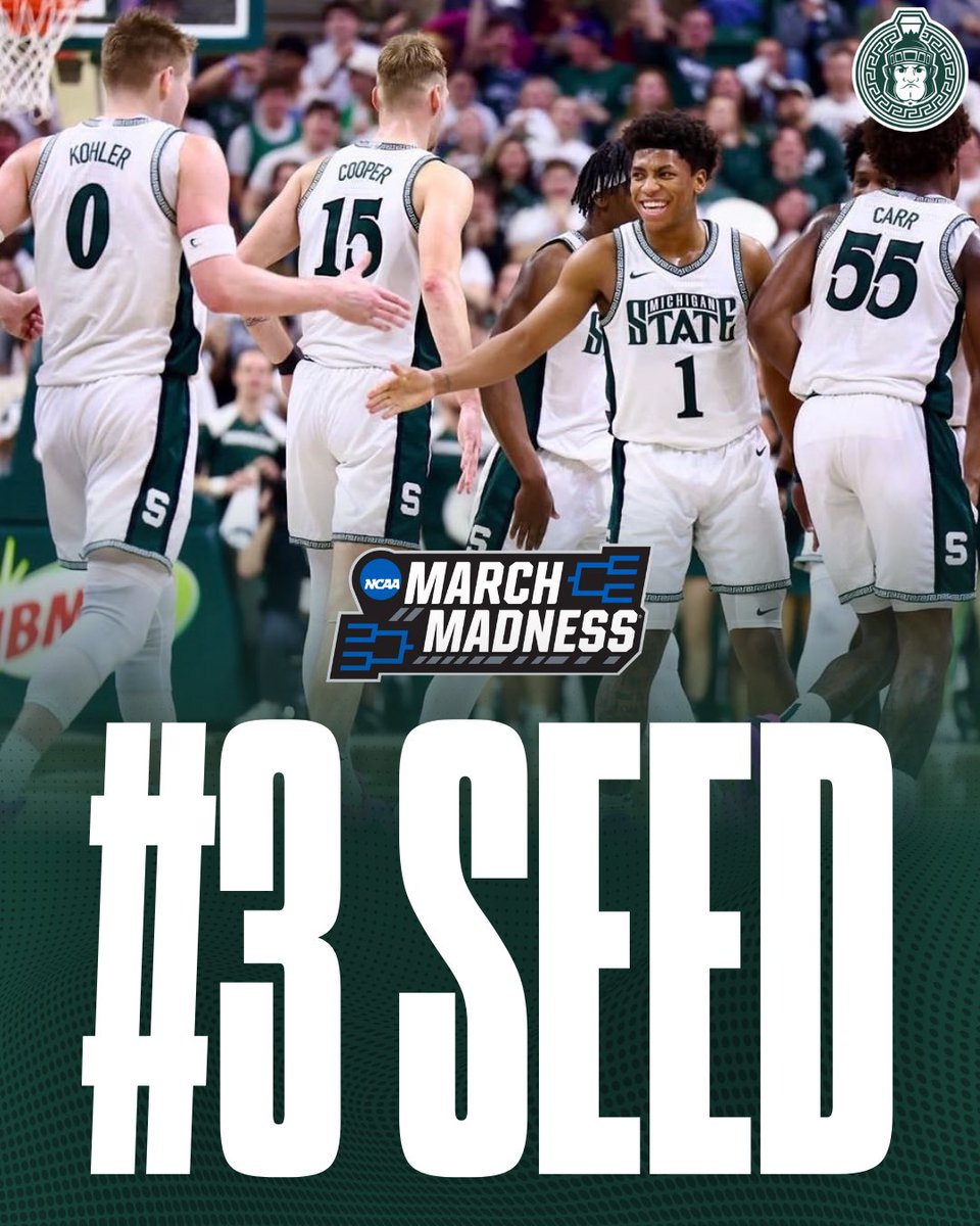 TMSNXELansing's tweet photo. Bracket set.

Michigan State Spartans men’s basketball enters the NCAA Tournament as a No. 3 seed.

Michigan State opens Thursday in Buffalo against No. 14 North Dakota State Bison men’s basketball. https://t.co/HZstKO1EsE