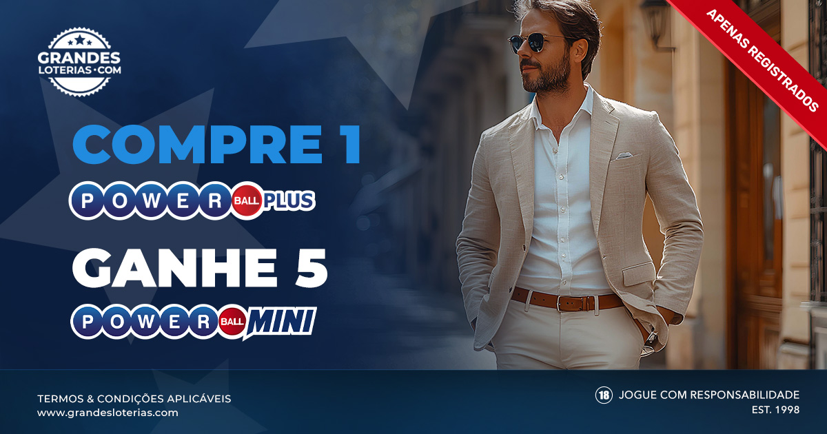 GrandesLoterias's tweet image. 1 aposta da Powerball Plus. 5 apostas da Powerball Mini incluídas. ✨Esperando por você.

#PowerballPlus #PowerballMini #GrandesLoterias 

𝗩𝗜𝗦𝗜𝗧𝗘-𝗡𝗢𝗦: bit.ly/Grandes_PBPlus

Jogue com Responsabilidade | +18 | T&amp;amp;Cs aplicáveis | Regiões Selecionadas | Somente hoje