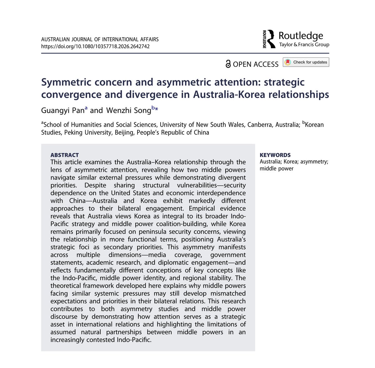 Australian Journal of International Affairs. tweet media