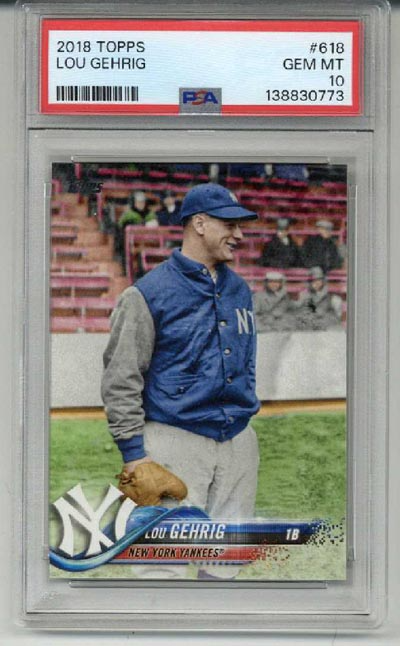 CollectingAll's tweet image. 2018 TOPPS #618 LOU GEHRIG NEW YORK YANKEES PSA 10 SP LOW POP VERY RARE: $250 👉 Sell to us collectingall.app 👈 #LouGehrig #ToppsCards #SportsTradingCards #NewYorkYankees #PSA10