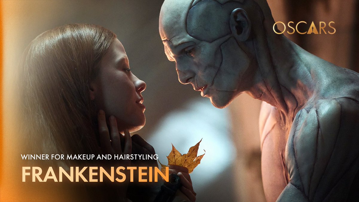 Jahleel_mustafa's tweet photo. 🎭 FRANKENSTEIN is on a roll! Guillermo del Toro's monster masterpiece takes home the Oscar for Best Makeup and Hairstyling! What a transformation! 🏆💄
#OSCAR
#Oscars #Oscars2026 #Frankenstein #BestMakeup https://t.co/2fjjsrqcdH