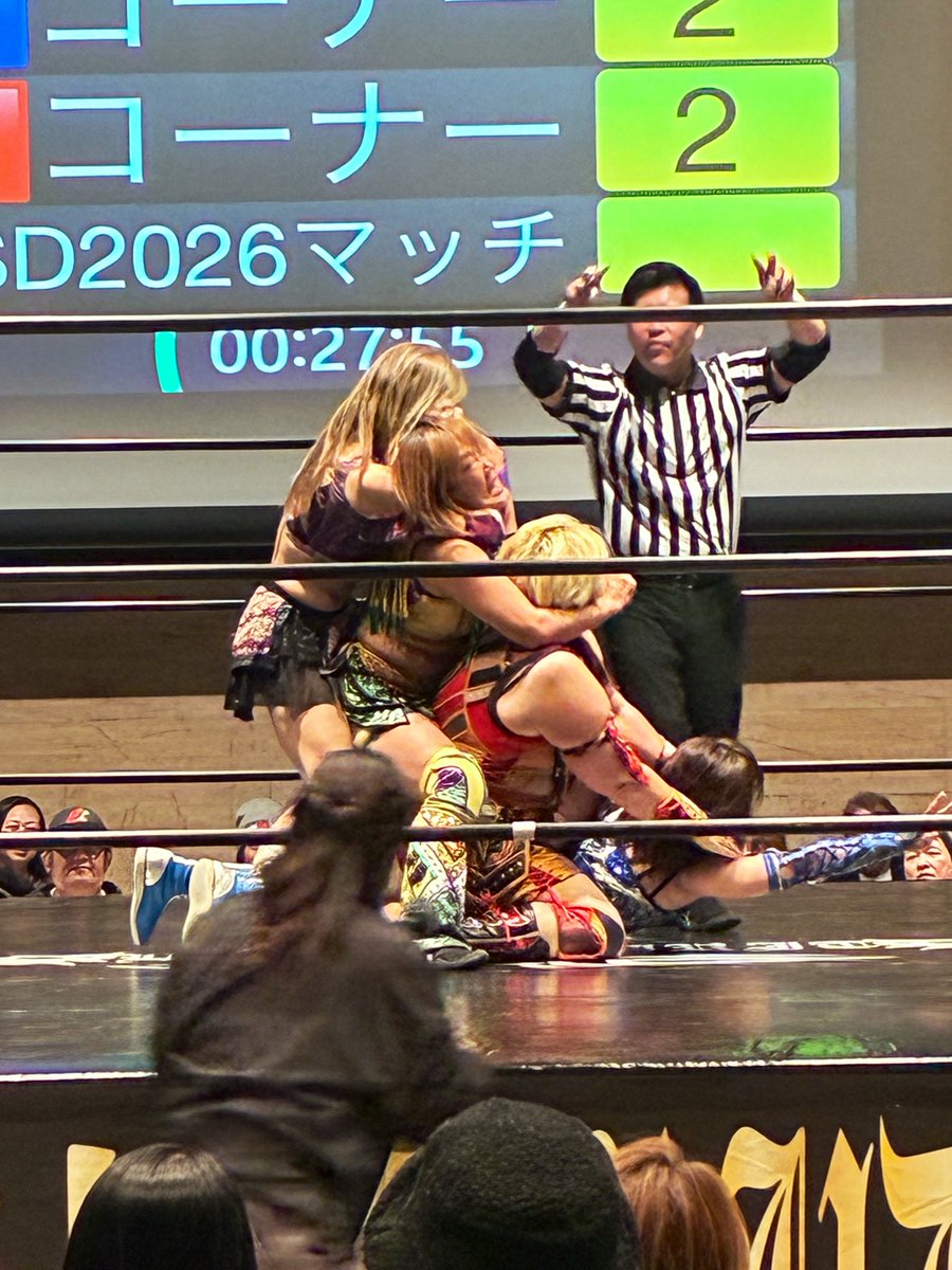 2026.3.15
ジャガー横田50周年への道in浜松
メインイベント

倉垣選手を絞めたら、藪下選手に絞めらる〜永島選手💦

下の3人はみんな痛い？！😅

#永島千佳世　選手
#ジャガー横田50周年への道in浜松
#クリエート浜松