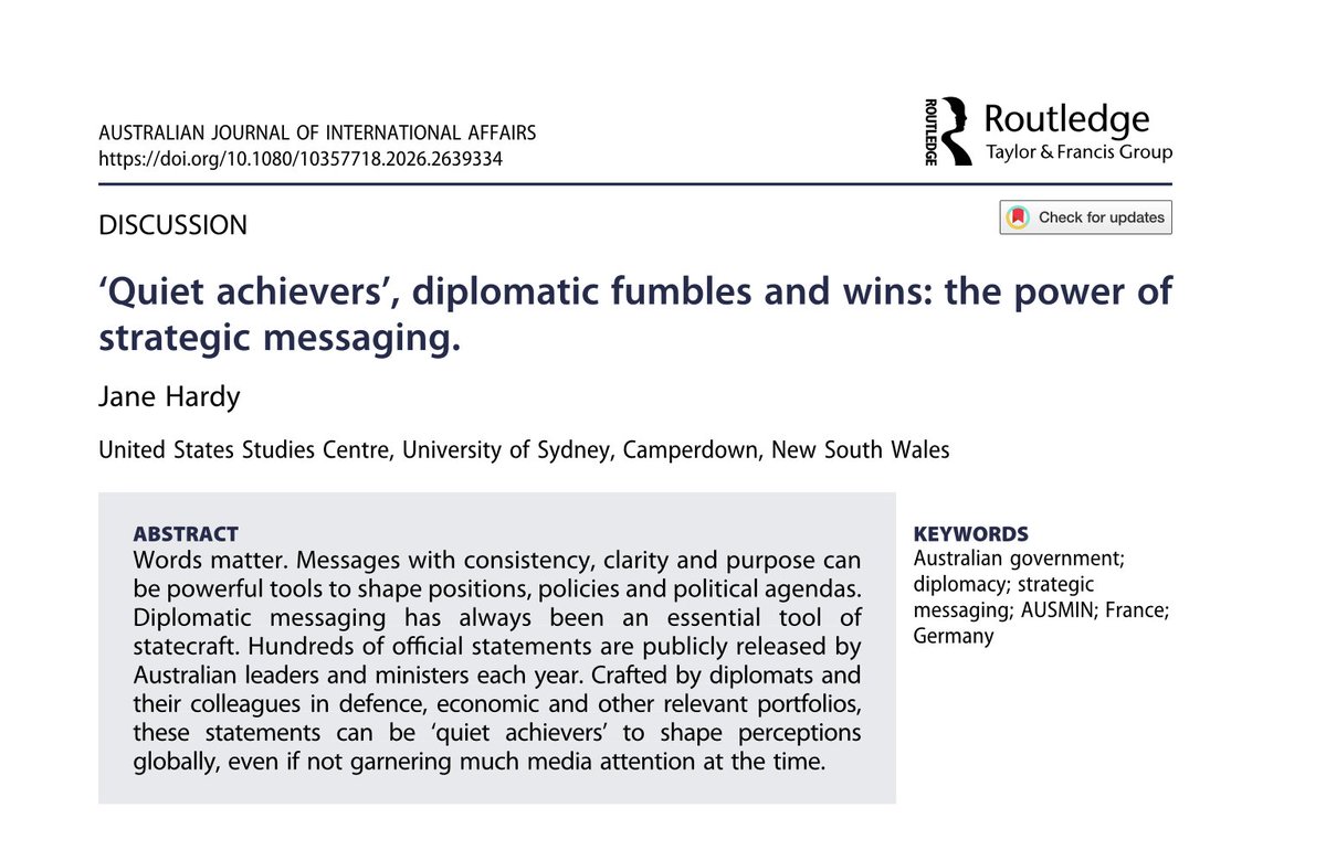 Australian Journal of International Affairs. tweet media