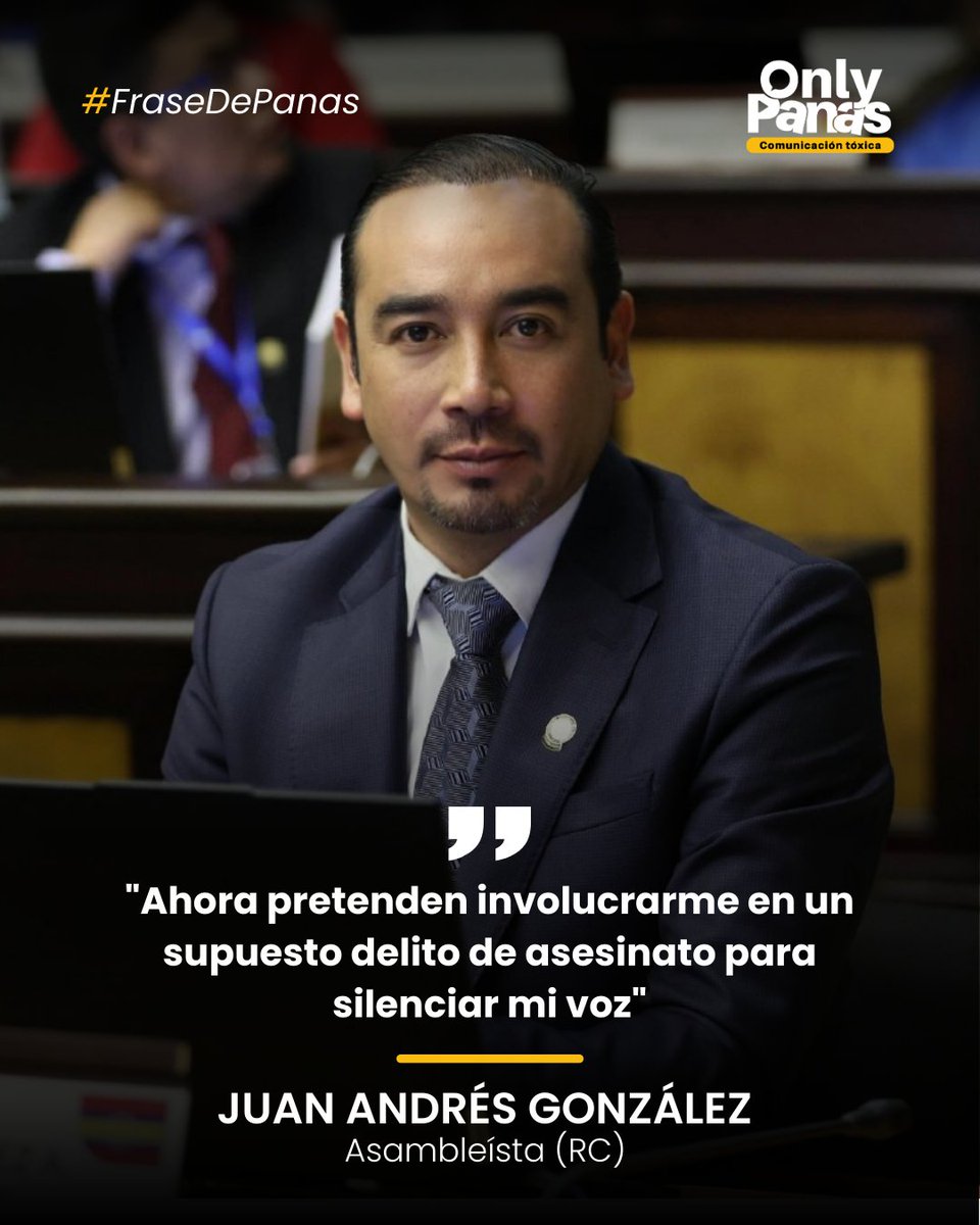 onlypanasec's tweet photo. #FraseDePanas
“AHORA PRETENDEN INVOLUCRARME EN UN SUPUESTO DELITO DE ASESINATO”, denunció Juan Andrés González @JAGonzalvear, asambleísta, al cuestionar un pedido de la Fiscalía para que comparezca dentro de una investigación. El legislador aseguró que desconoce los hechos por los que se lo convoca y calificó la acción como parte de una supuesta persecución política para silenciar a quienes, según dijo, cuestionan al gobierno.