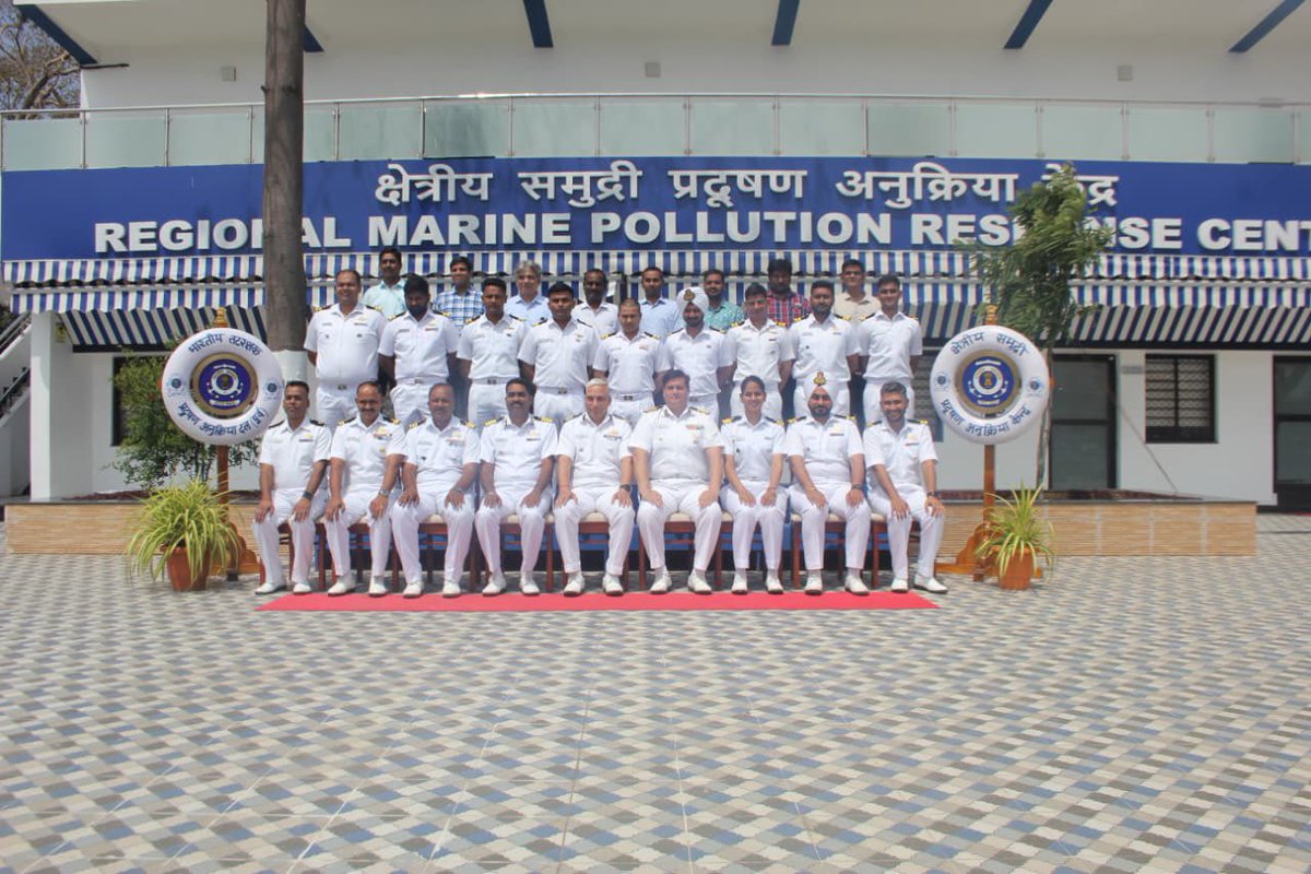 IndiaCoastGuard's tweet photo. @IndiaCoastGuard #PollutionResponse Team (East) conducted #OPRC Level-2 Course at #Chennai from 09–13 Mar 26, bringing together 17 participants from Major Ports, #OilHandlingAgencies and #ICG Officers/Personnel. The course focused on #ContingencyPlanning, #SensitivityMapping, intensive table-top exercises, and hands-on training on oil spill containment and recovery equipment. The trained personnel are now equipped to undertake the role of On Scene Commander within their respective areas of responsibility to effectively combat #OilPollution incidents at sea. #ICG reaffirms its commitment to the #SwachhSagarAbhiyan, working collectively towards a cleaner, safer maritime environment. 
#MaritimeCooperation
#SAGAR
#CleanOceans