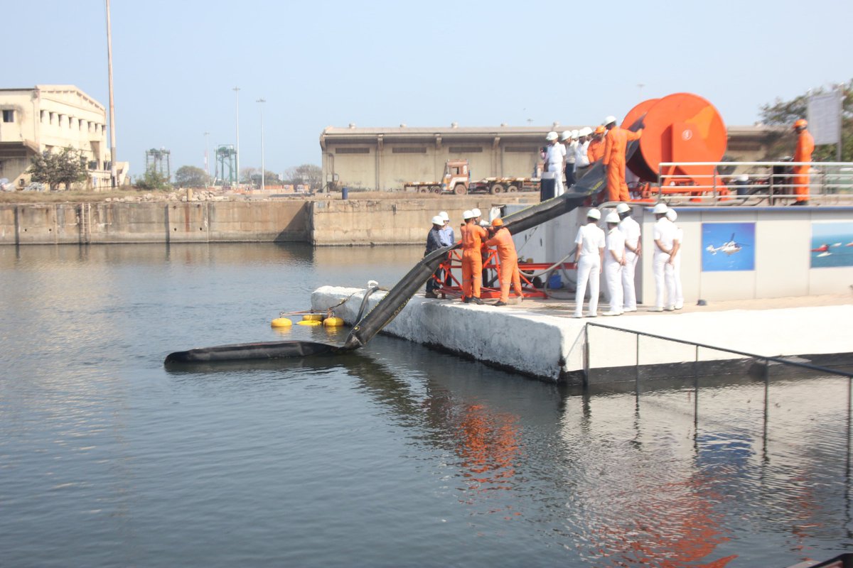IndiaCoastGuard's tweet photo. @IndiaCoastGuard #PollutionResponse Team (East) conducted #OPRC Level-2 Course at #Chennai from 09–13 Mar 26, bringing together 17 participants from Major Ports, #OilHandlingAgencies and #ICG Officers/Personnel. The course focused on #ContingencyPlanning, #SensitivityMapping, intensive table-top exercises, and hands-on training on oil spill containment and recovery equipment. The trained personnel are now equipped to undertake the role of On Scene Commander within their respective areas of responsibility to effectively combat #OilPollution incidents at sea. #ICG reaffirms its commitment to the #SwachhSagarAbhiyan, working collectively towards a cleaner, safer maritime environment. 
#MaritimeCooperation
#SAGAR
#CleanOceans