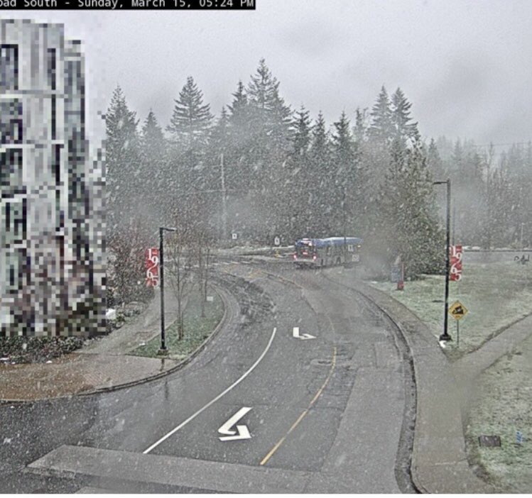 MarkShumas's tweet photo. Wet Snow has begun falling at SFU- Burnaby Campus, Currently +1 ,, Freezing levels at 200M or less for the next 3-5 hours 2-5 cm possible https://t.co/XgI5x8AgE5
