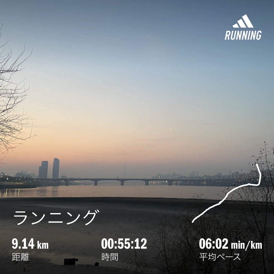 自分のリズムで軽く夜明けジョギング