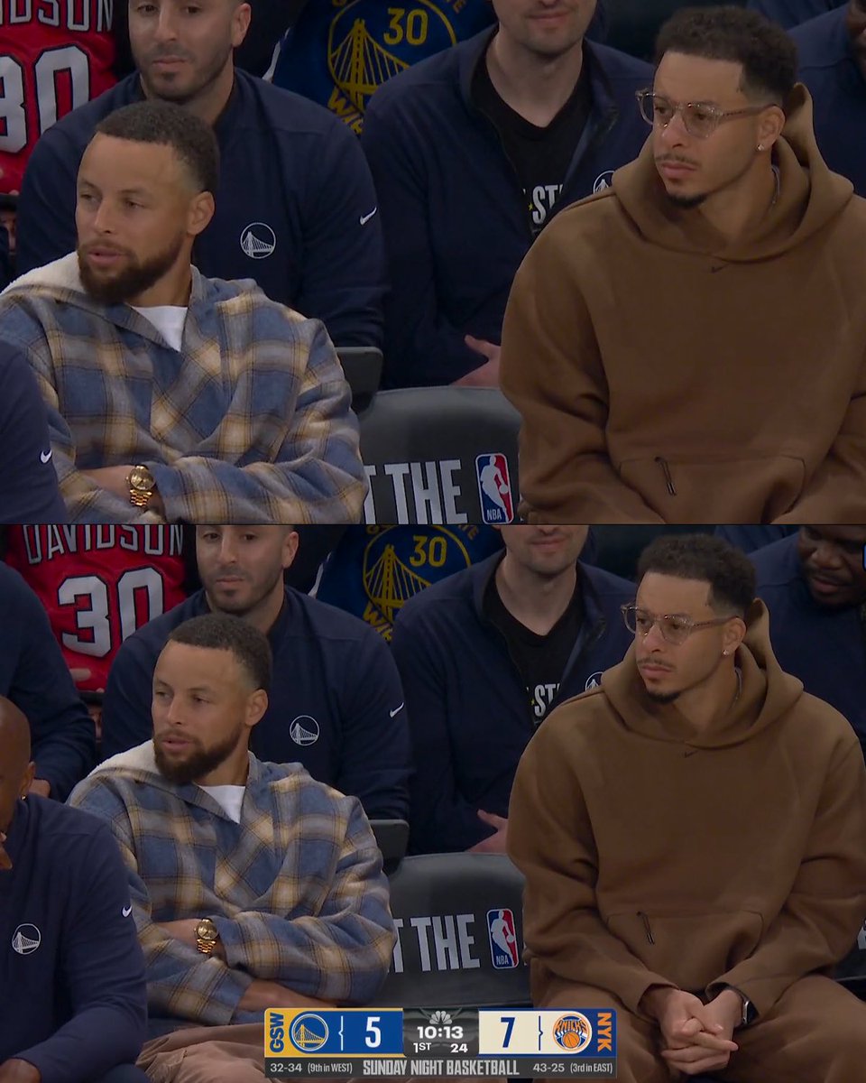 NBAonNBC's tweet photo. Must be incredible to sit next to your brother on an NBA bench. 🤝 https://t.co/84Z1lSNeBx